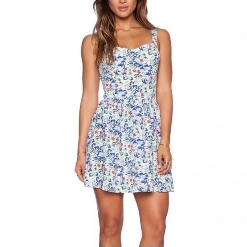 Joie Silk Latelle Porcelain Smocked Mini Dress Coquette‎ Floral